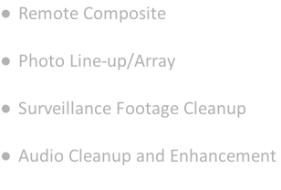 Remote Composite   Photo Line-up/Array   Surveillance Footage Cleanup   Audio Cleanup and Enhancement